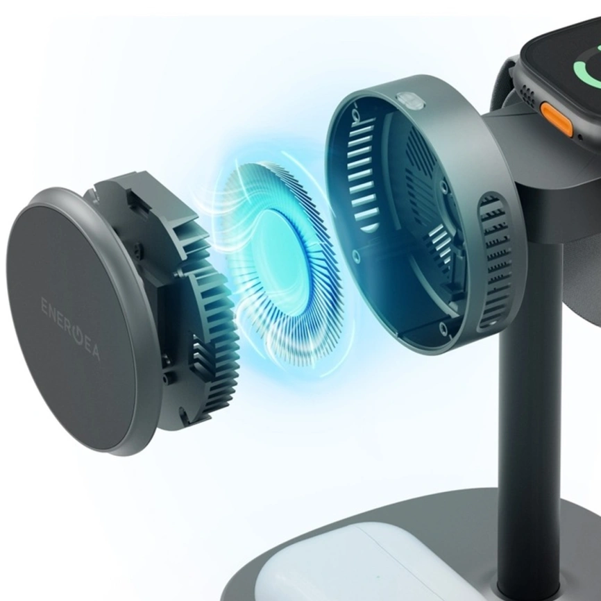 Беспроводное зарядное устройство EnergEA MagArctic Stand (4 в 1) Gunmetal (MAG-ARCSTD65-GUN) фото 3