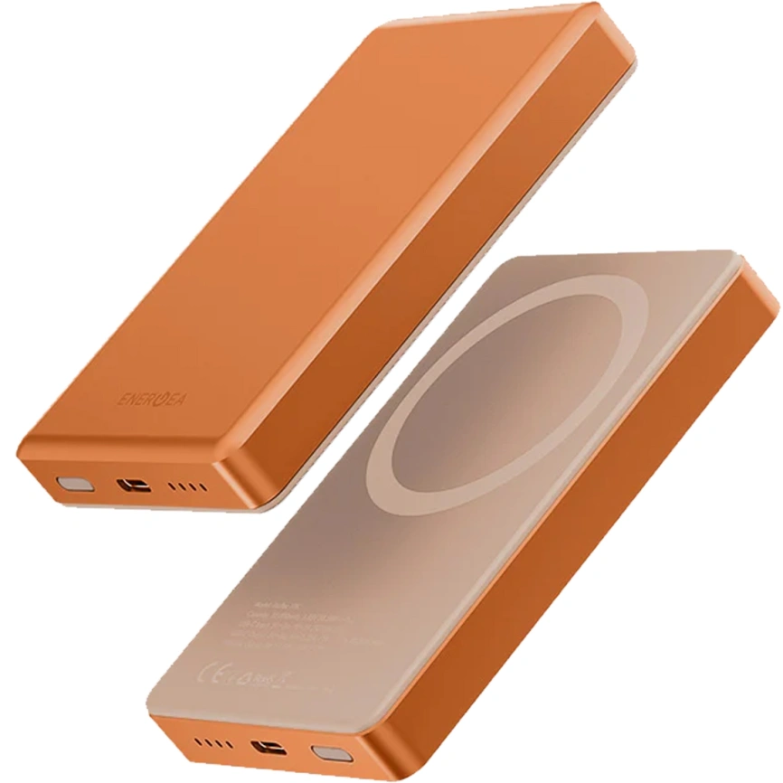 Внешний аккумулятор EnergEA Alupac 10K 10000 mAh Magsafe Orange (AP-10KQH-ORG-3C) фото 1