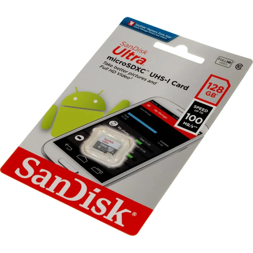 Карта памяти Sandisk Ultra 128GB MicroSDXC Class 10 UHS-1 (SDSQUNR-128G-GN6MN) фото 2