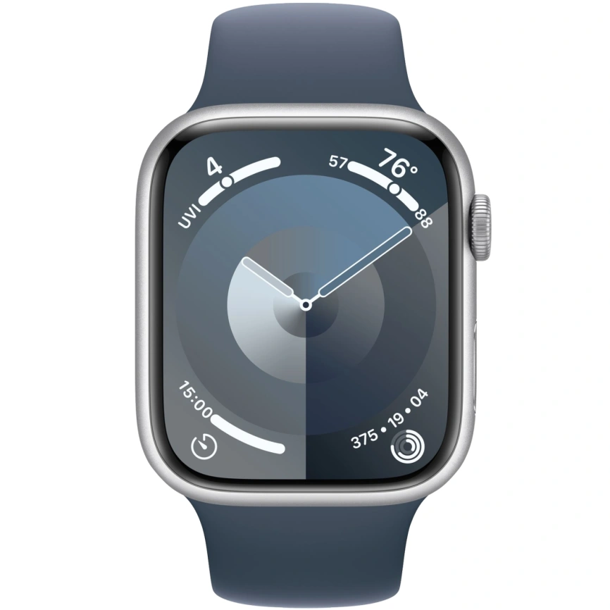 Смарт-часы Apple Watch Series 9 45mm Silver Aluminum Case with Storm Blue Sport Band M/L (MR9E3) фото 3