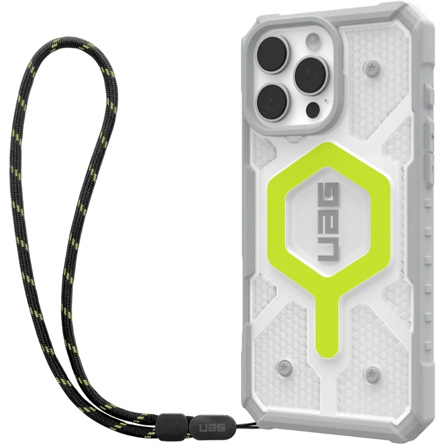 Чехол UAG MagSafe Pathfinder Clear для iPhone 16 Pro (с шнурком) Active Neon Lanyard фото 2