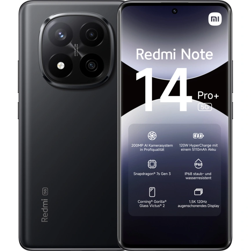 Смартфон Xiaomi Redmi Note 14 Pro Plus 5G 12/256Gb Midnight Black Global Version фото 1